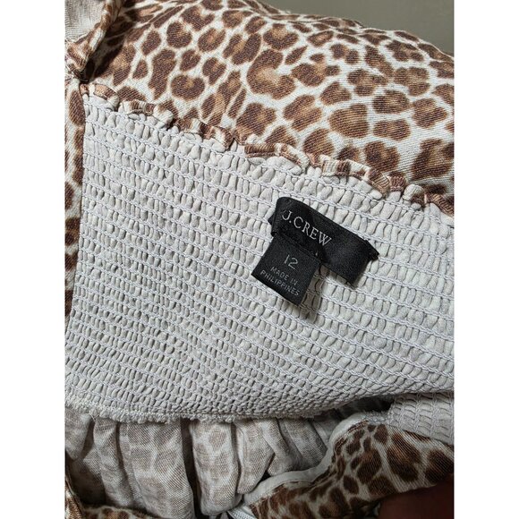 J.Crew Leopard Print Puff Sleeve Smocked Dress Size 12 - Picture 4 of 14